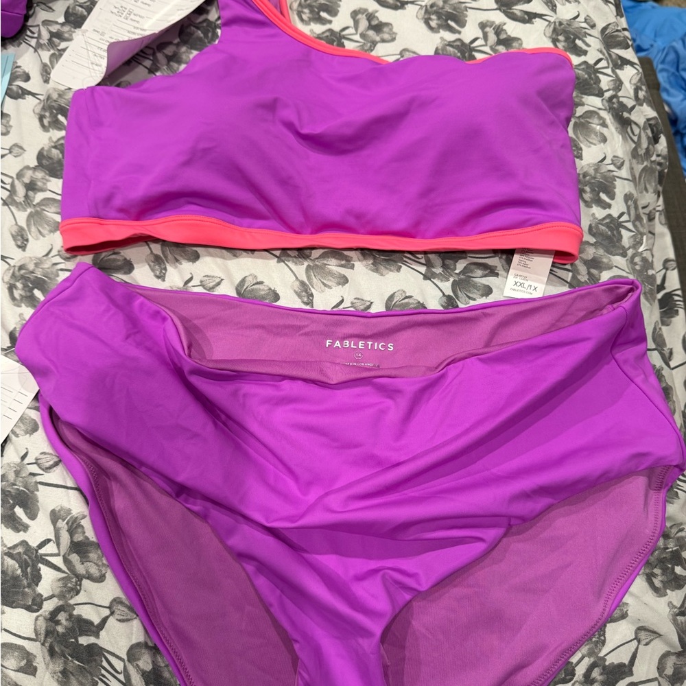 Fabletics Vibrant Purple and Pink Swimwear